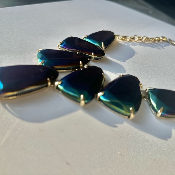 Kendra Scott Harlow Gunmetal Black Iridescent Stones Statement Bib Necklace KS - Picture 11 of 13